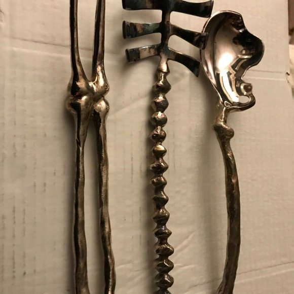 SET OF 3 PIECES MICHAEL ARAM BONEWARE VERTEBRA HOSTESS SERVING SET - Picture 2 of 7